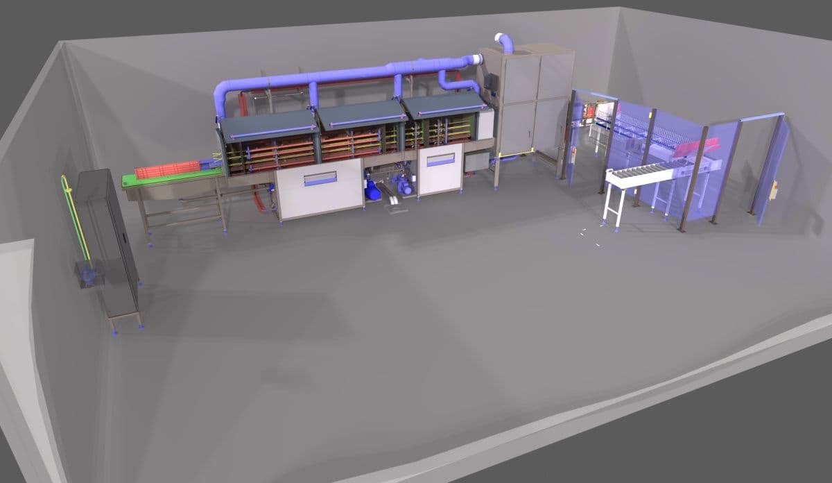 Muottien ja levyjen pesulinja